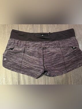 Lululemon Speed Shorts Greyt Deep Coal Black 4-Way Stretch Lined Sz 12